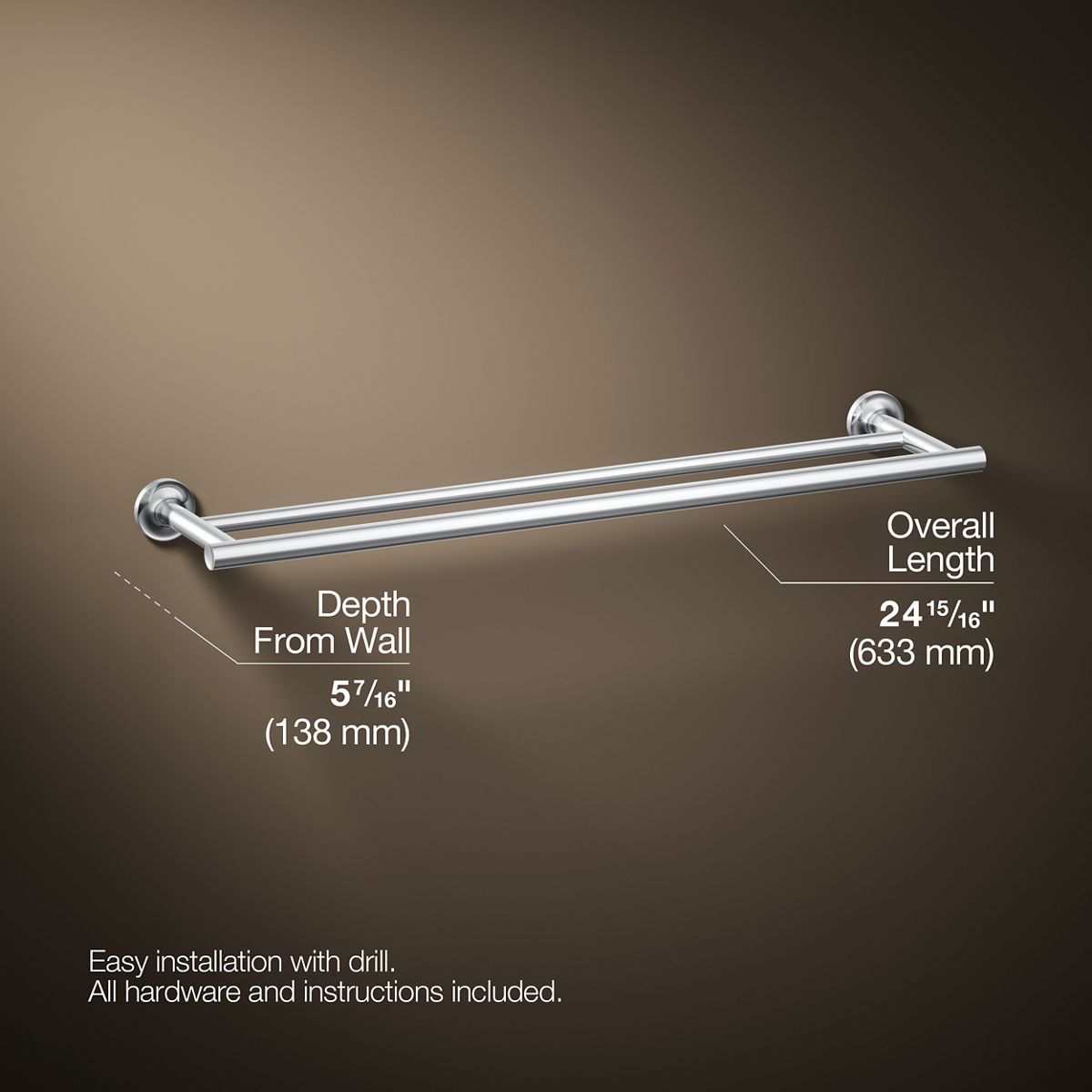 Purist® 24" Double towel bar