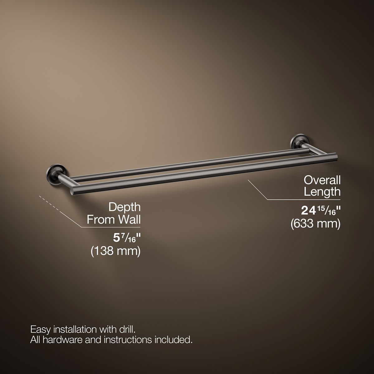 Purist® 24" Double towel bar