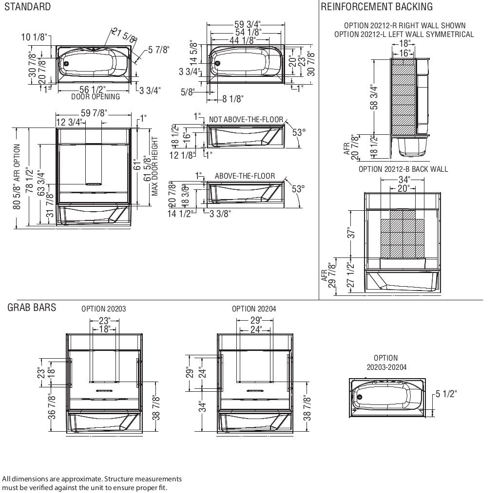 KDTS 3060 AFR AcrylX Alcove Left-Hand Drain Four-Piece Tub Shower in W ...