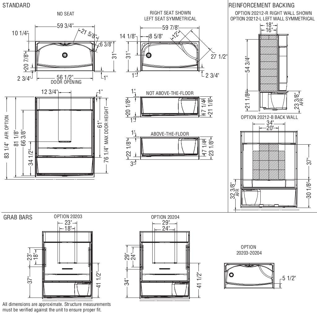 KDS 3060 AcrylX Alcove Center Drain Four-Piece Shower in White