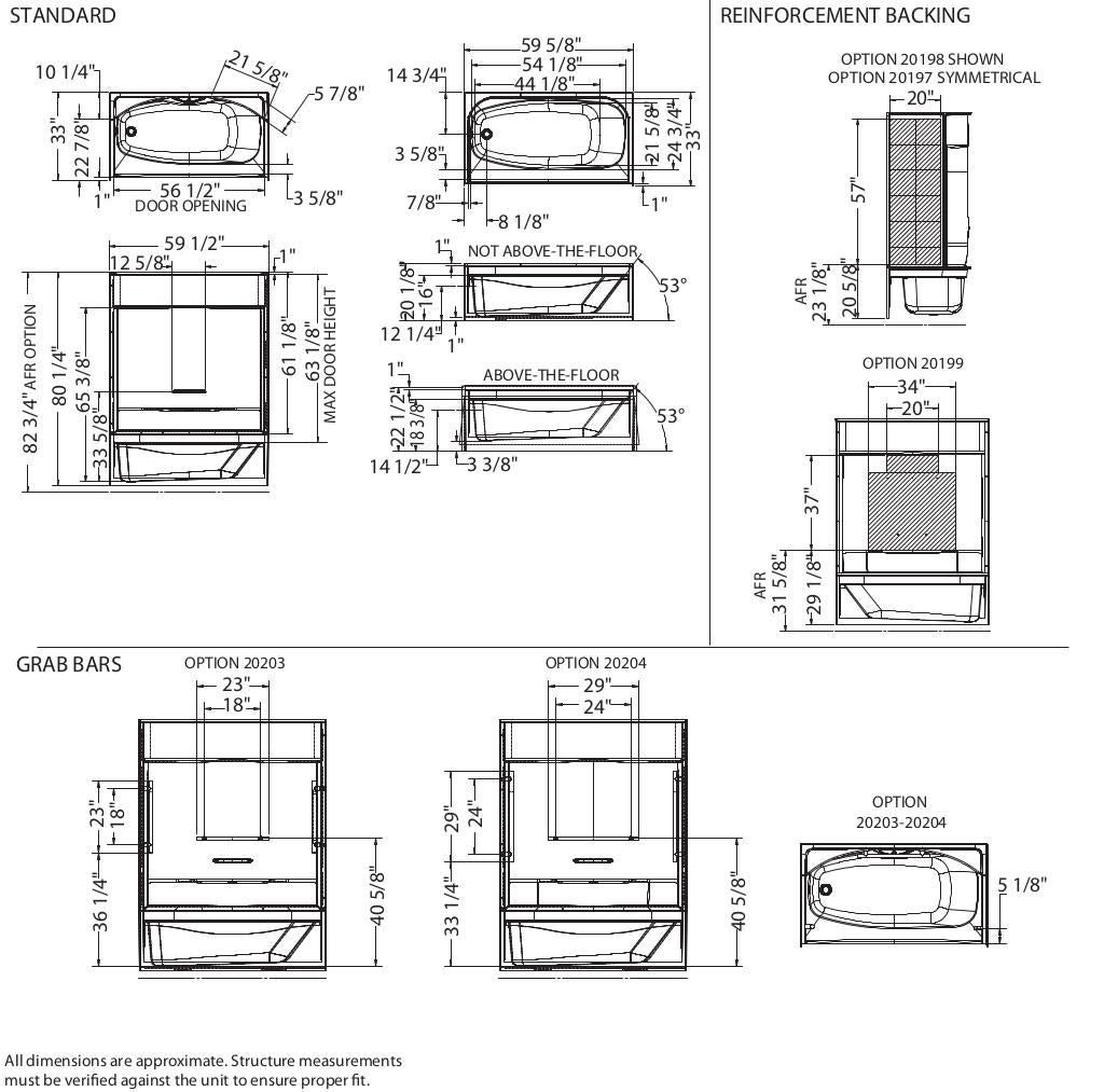 Essence TS-6032 AcrylX Alcove Left-Hand Drain Four-Piece Tub Shower in White