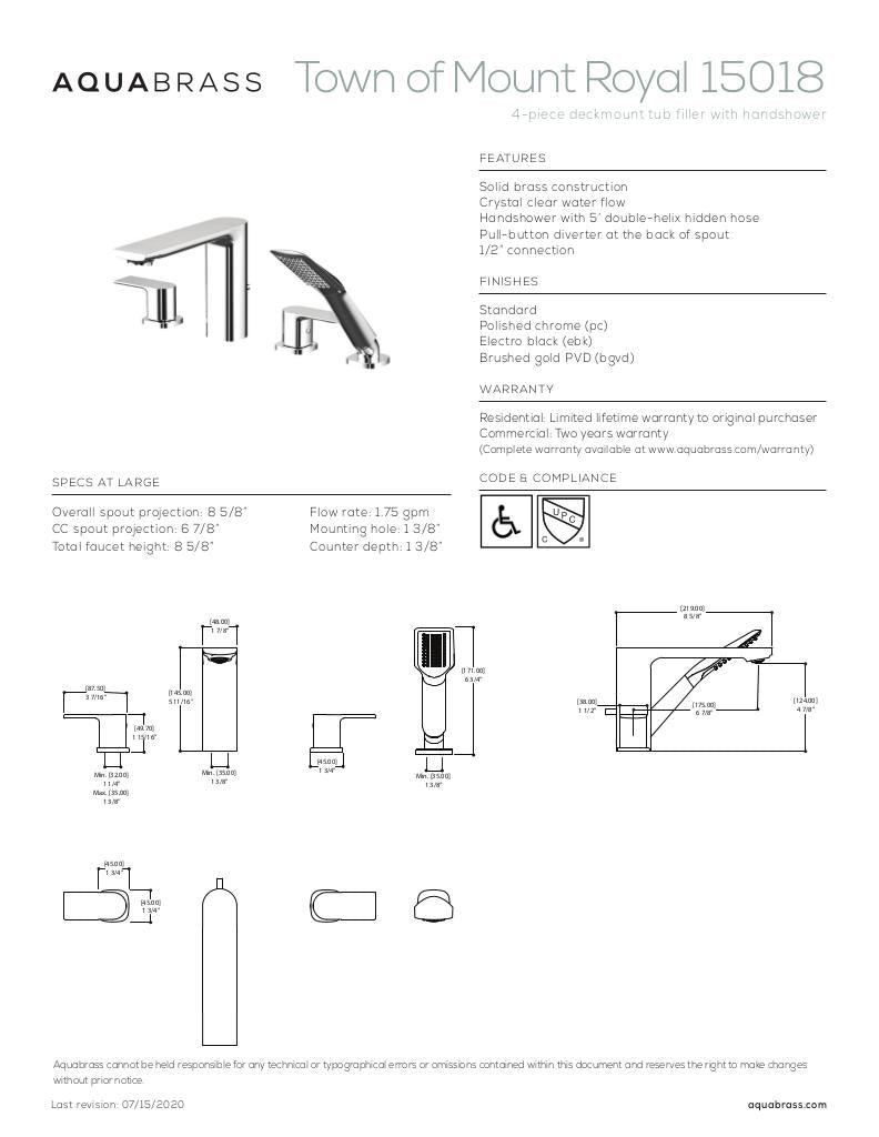 4-piece deckmount tub filler with handshower