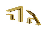 4-piece deckmount tub filler with handshower