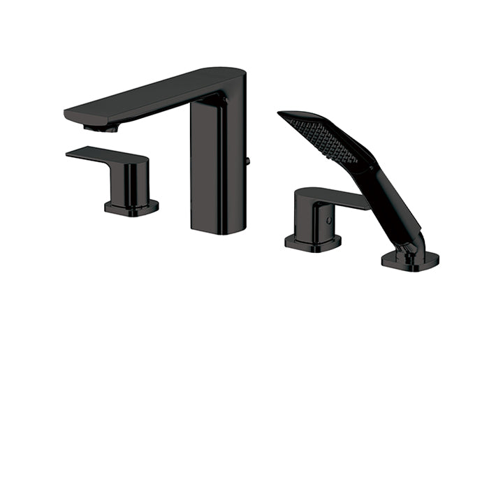 4-piece deckmount tub filler with handshower
