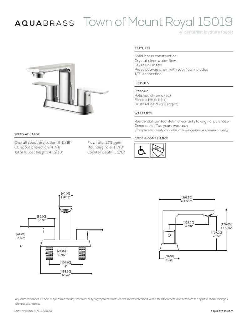 4" centerset lavatory faucet