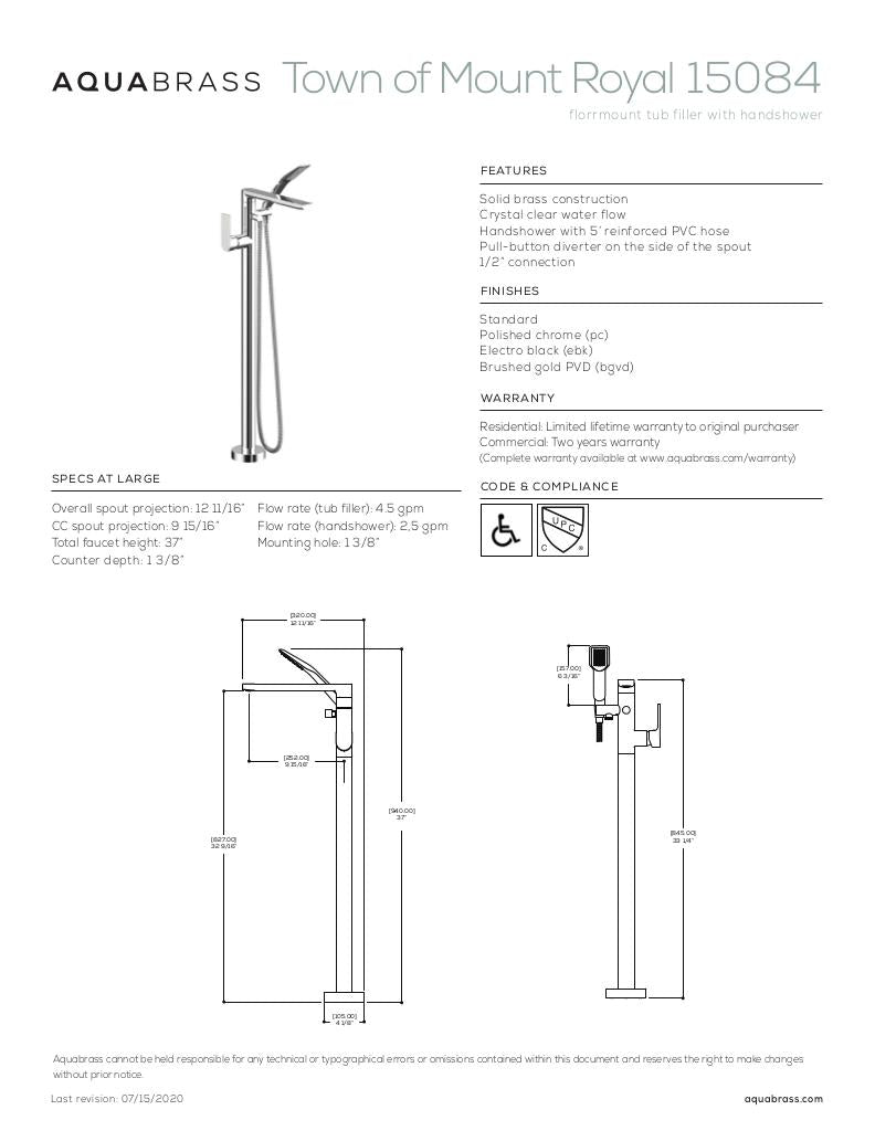 Floormount tub filler with handshower