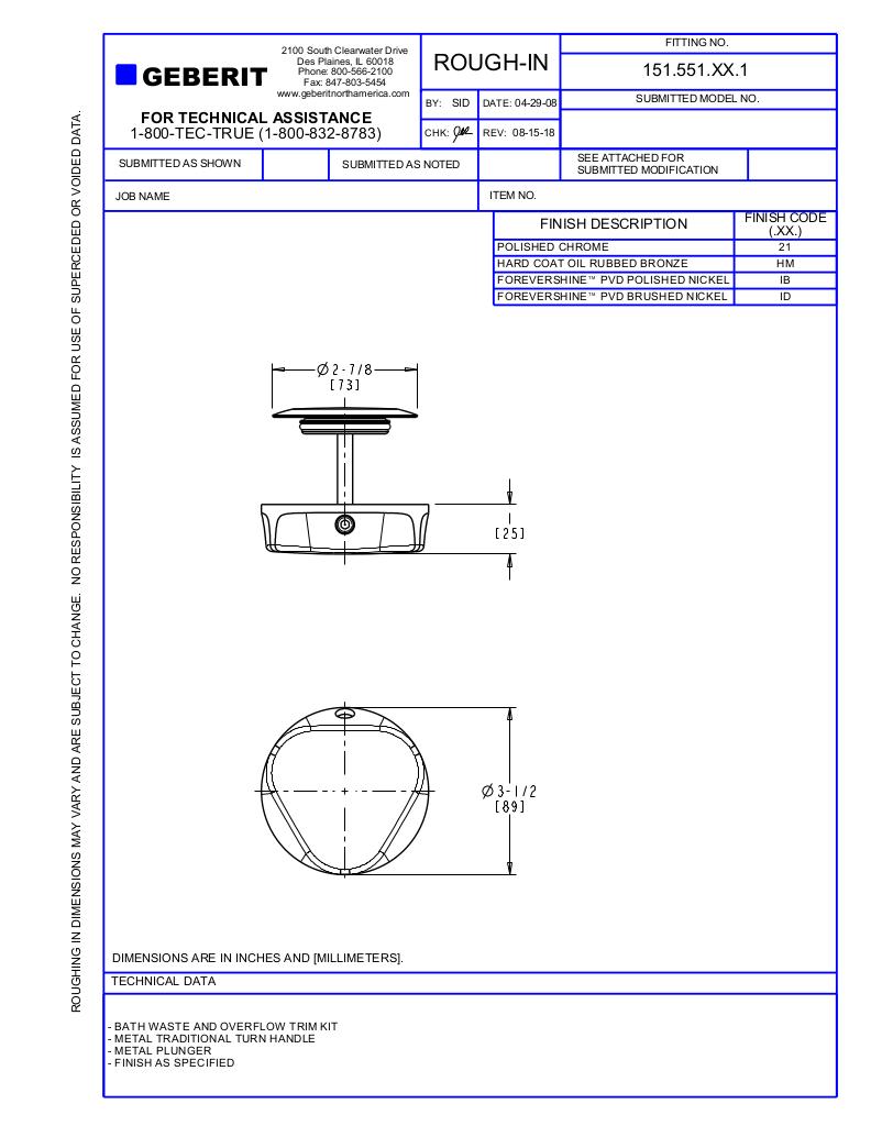 TURNCONTROL BATH WASTE AND OVERFLOW