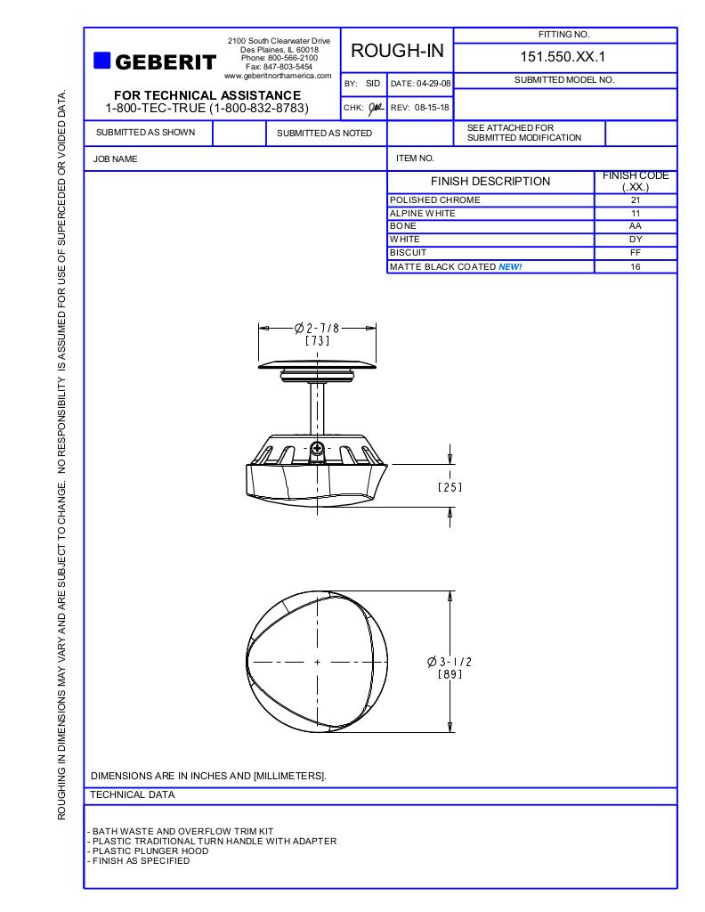 TURNCONTROL BATH WASTE AND OVERFLOW