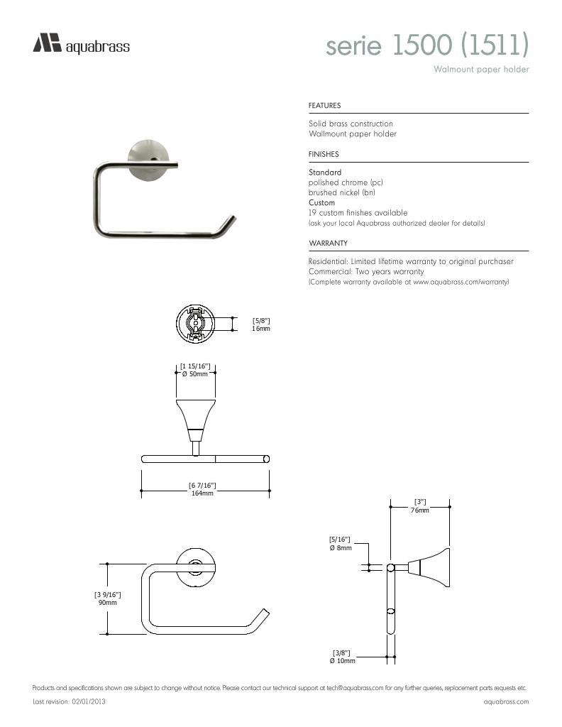 6 1/2" wallmount paper holder