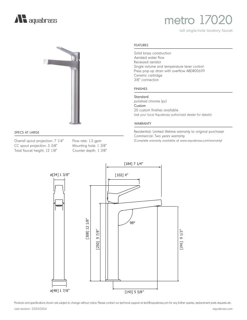Tall single-hole lavatory faucet