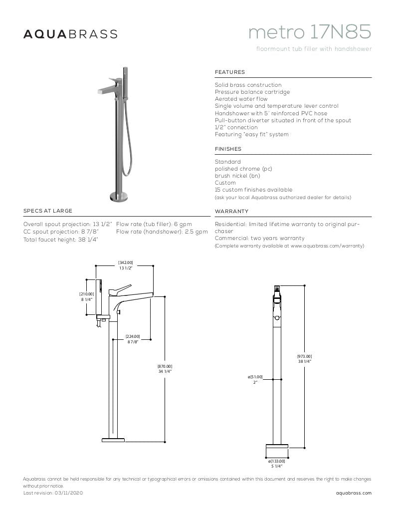 Floormount tub filler with handshower