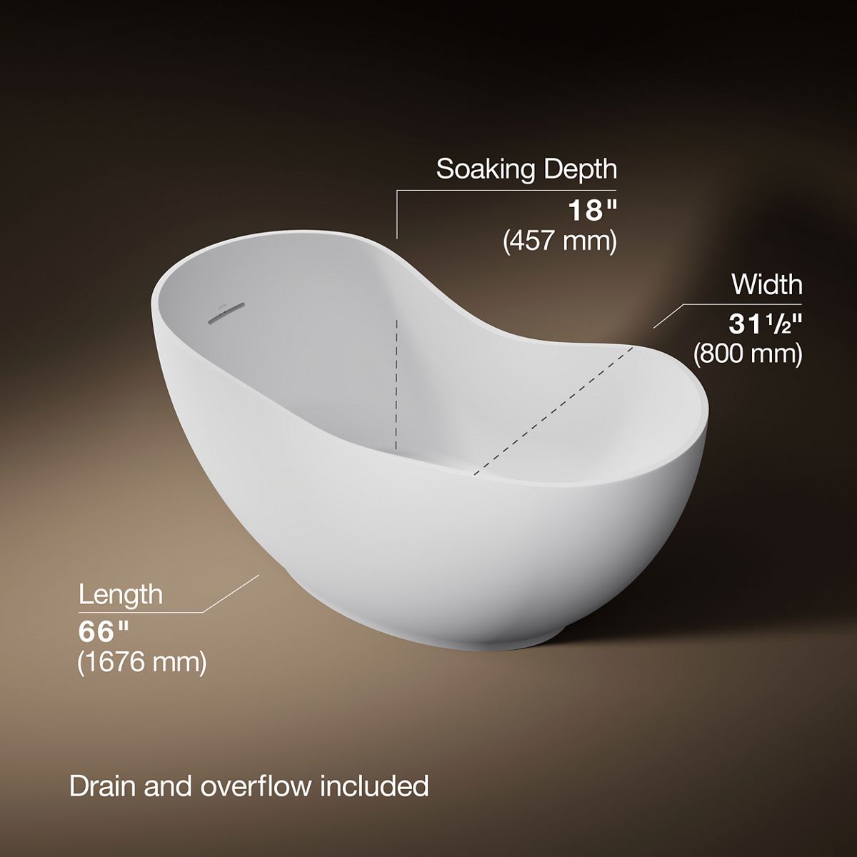 Abrazo® 66" x 31-1/2" freestanding bath