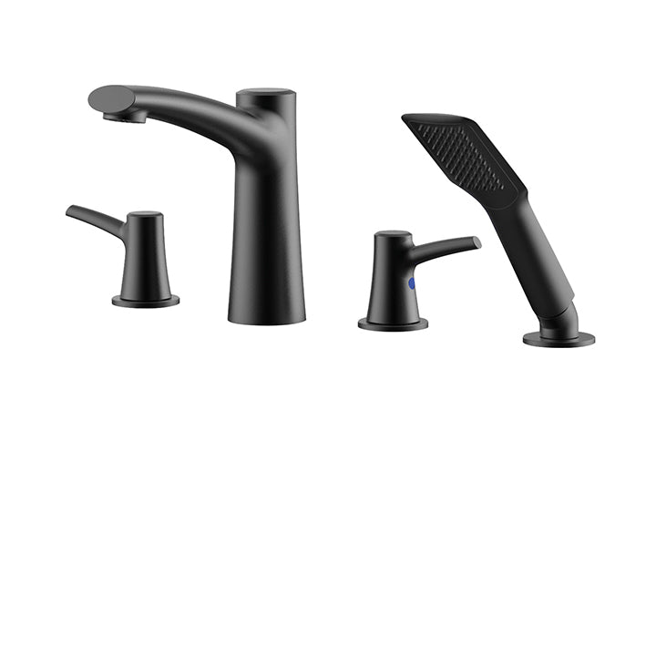 4-piece deckmount tub filler with handshower