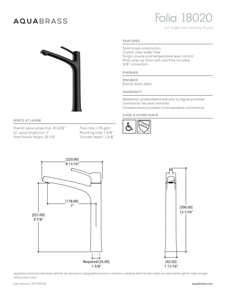Tall single-hole lavatory faucet