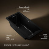 Underscore® 66" x 32" drop-in bath with Bask® heated surface