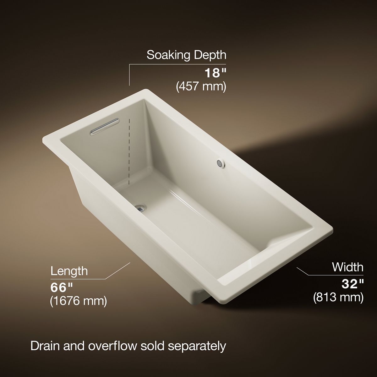 Underscore® 66" x 32" drop-in bath with Bask® heated surface