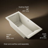 Underscore® 66" x 32" drop-in bath with Bask® heated surface