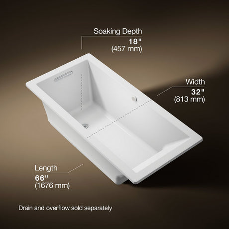 Underscore® 66" x 32" drop-in Heated BubbleMassage™ air bath
