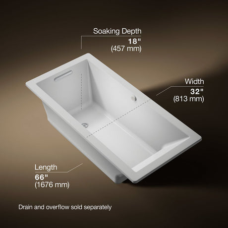 Underscore® 66" x 32" drop-in Heated BubbleMassage™ air bath