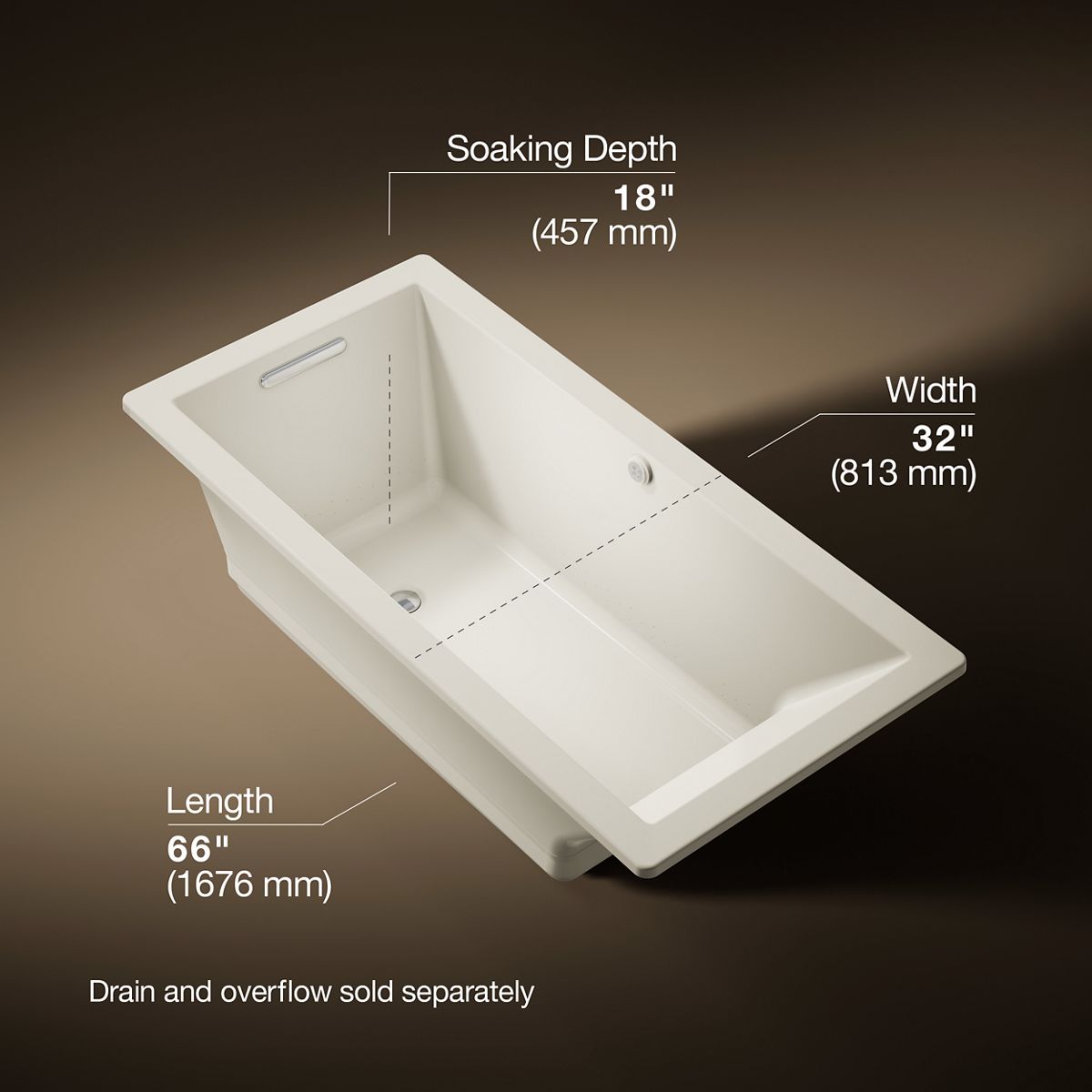 Underscore® 66" x 32" drop-in Heated BubbleMassage™ air bath