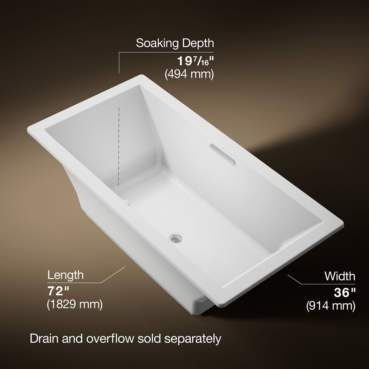 Underscore® 72" x 36" drop-in bath with Bask® heated surface