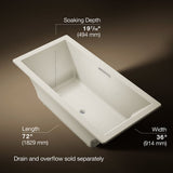 Underscore® 72" x 36" drop-in bath with Bask® heated surface