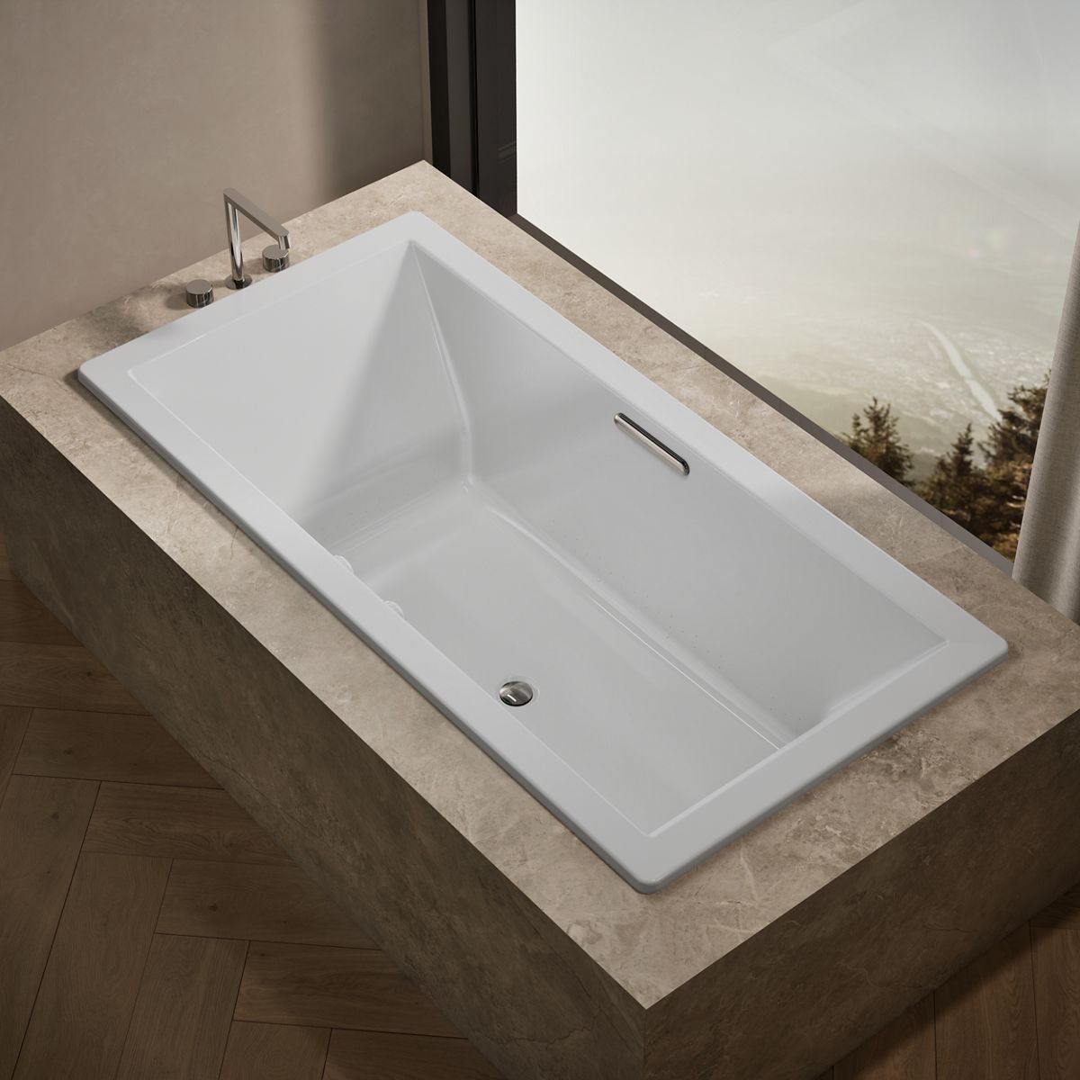 Underscore® 72" x 36" drop-in Heated BubbleMassage™ air bath with Bask® heated surface