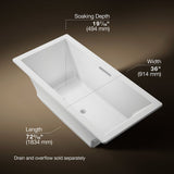 Underscore® 72" x 36" drop-in Heated BubbleMassage™ air bath with Bask® heated surface