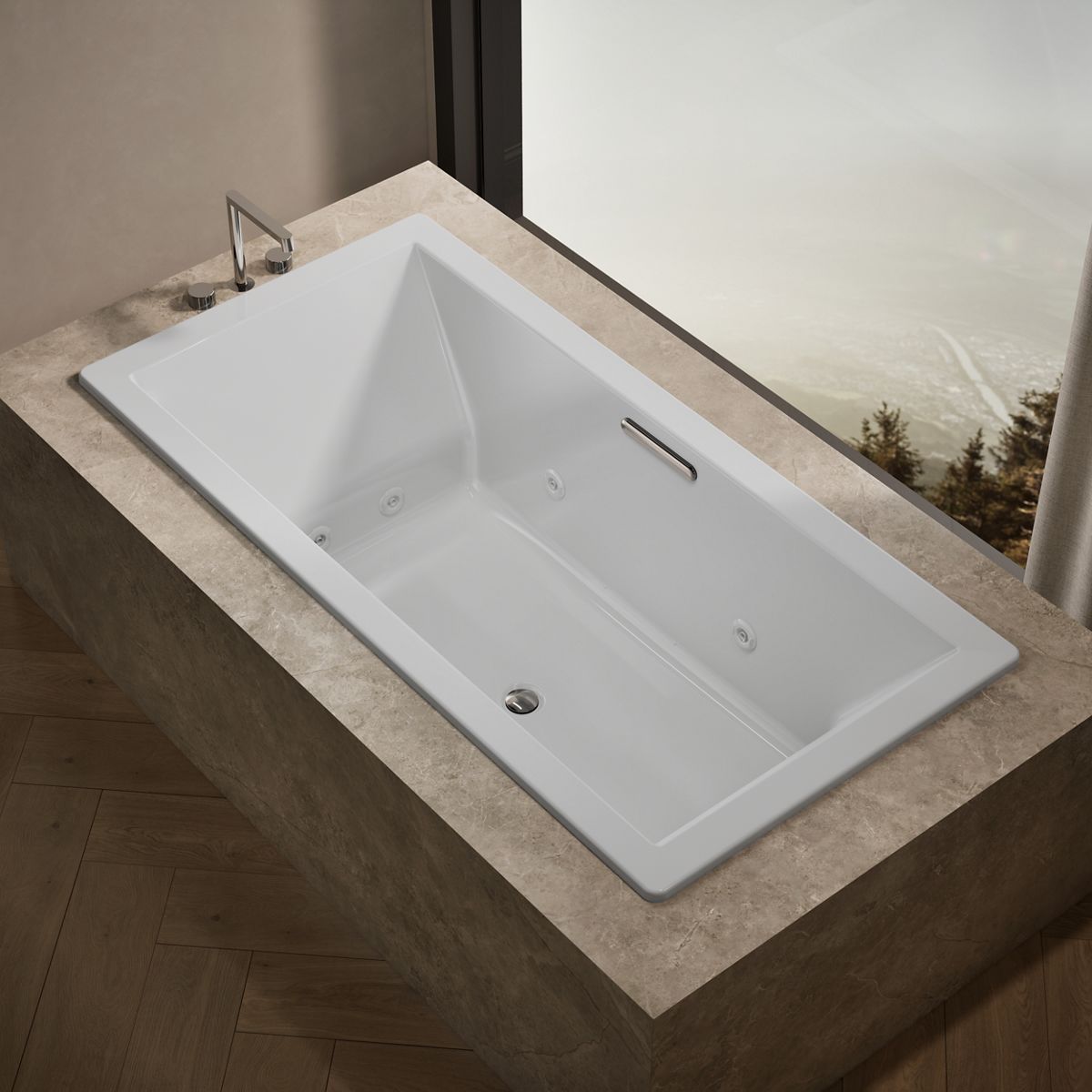Underscore® 72" x 36" drop-in heated whirlpool bath