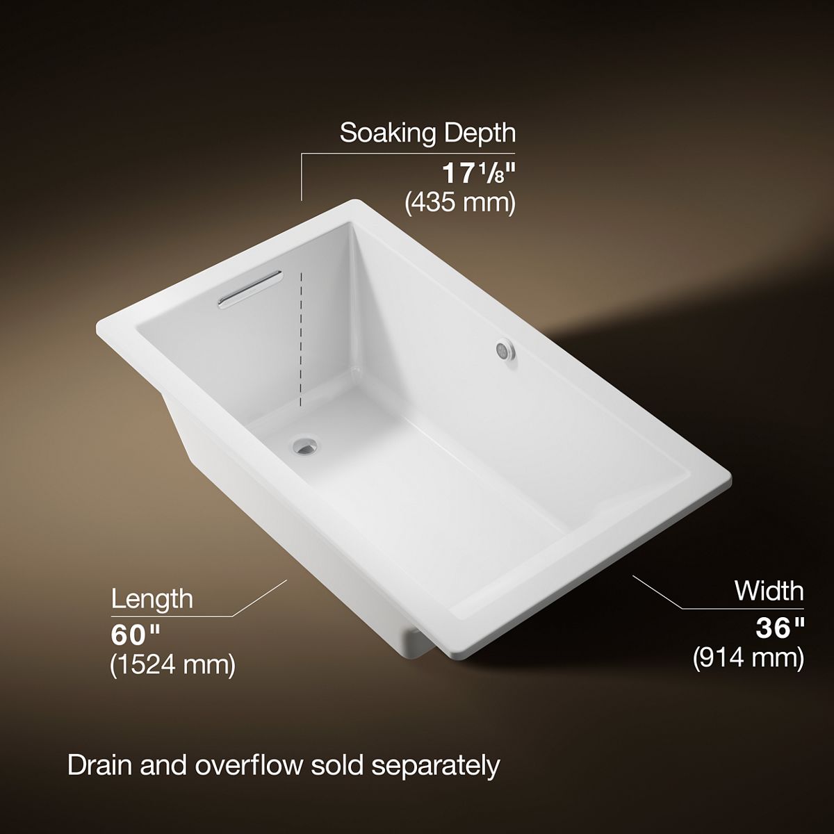 Underscore® 60" x 36" drop-in bath with Bask® heated surface