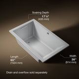 Underscore® 60" x 36" drop-in bath with Bask® heated surface