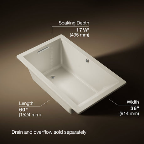 Underscore® 60" x 36" drop-in bath with Bask® heated surface