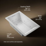 Underscore® 60" x 36" drop-in heated whirlpool bath