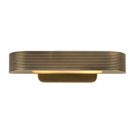 Renwil Priya picture light wall sconce with ribbed shade, front view lit