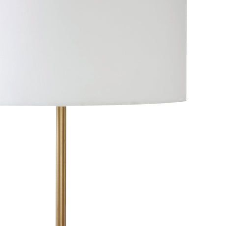 Lozica floor lamp detail of the linen drum shade above the pole