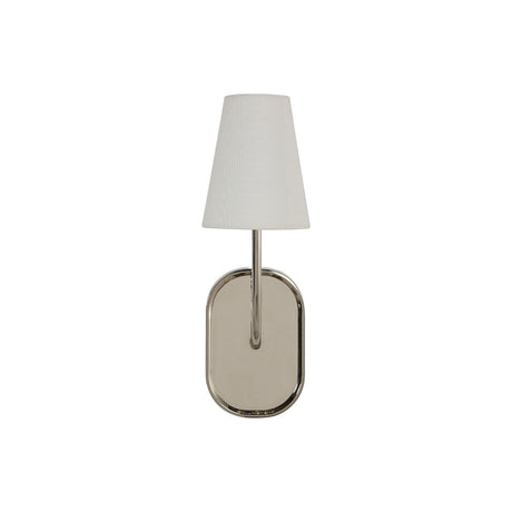 Annona wall sconce front view with linen shade unlit
