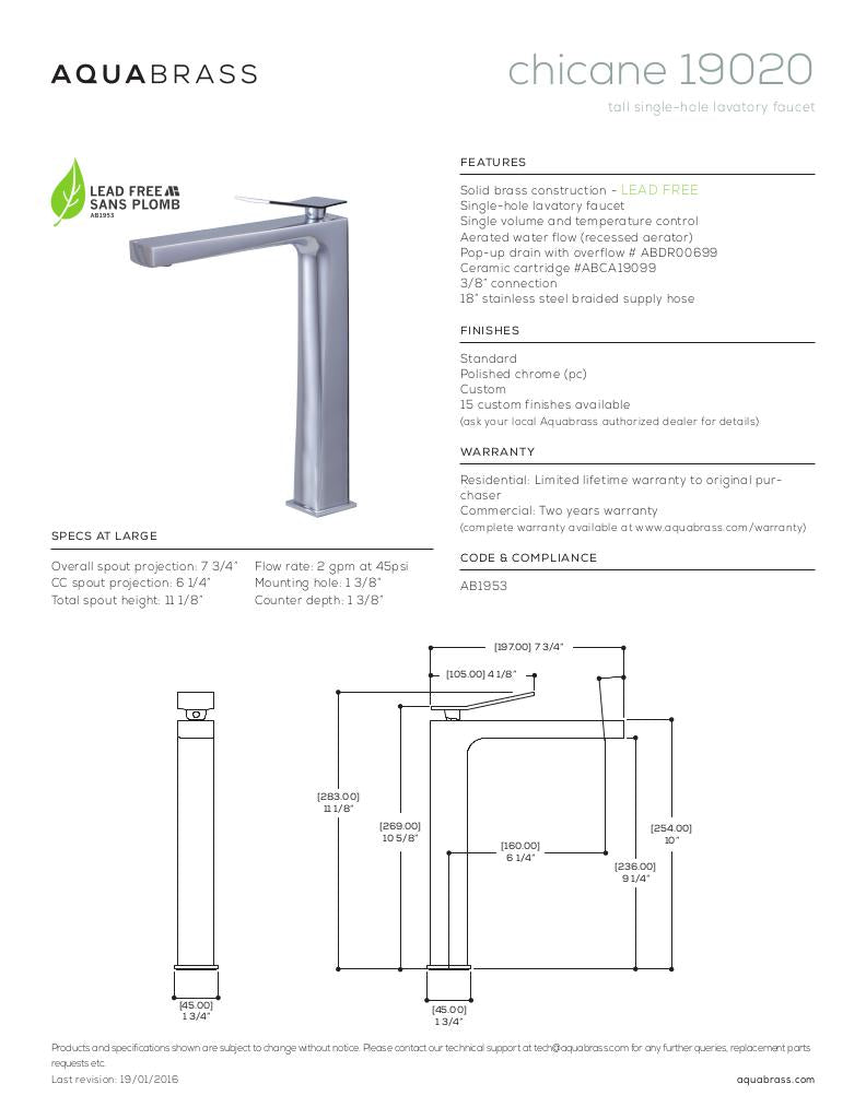 Tall single-hole lavatory faucet