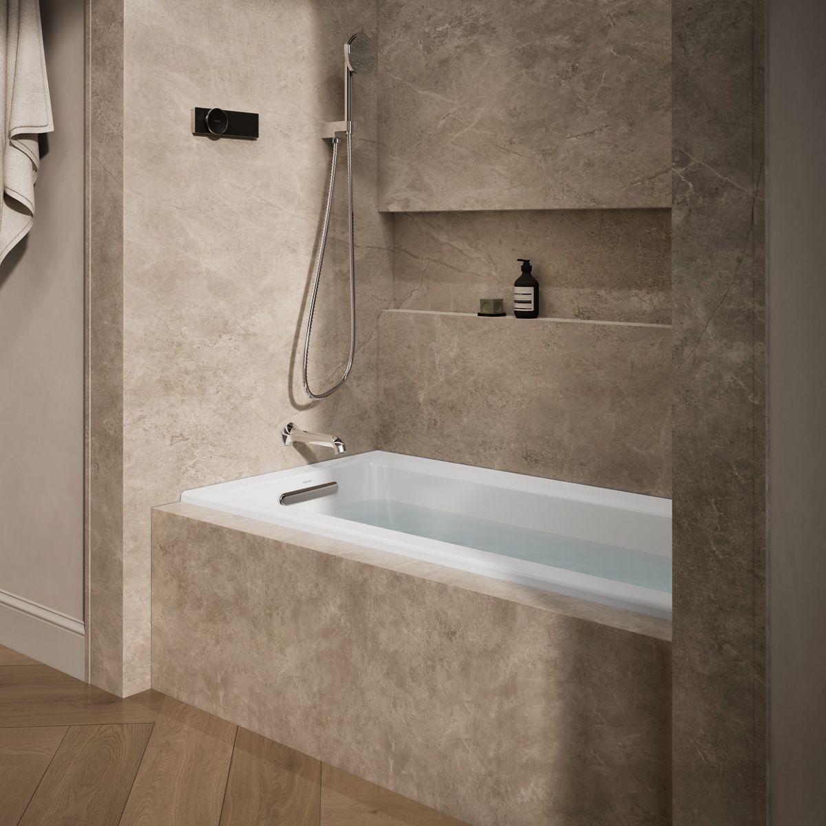 Archer® 60" x 30" alcove bath with Bask® heated surface, left drain