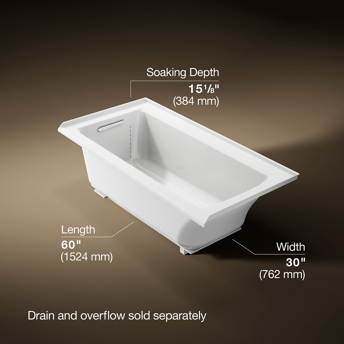 Archer® 60" x 30" alcove bath with Bask® heated surface, left drain