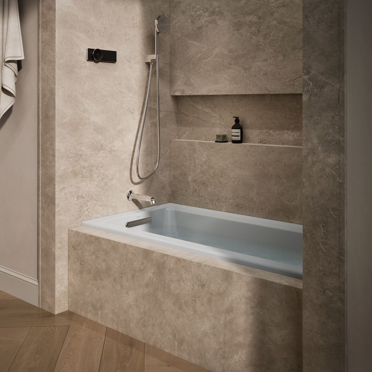 Archer® 60" x 30" alcove bath with Bask® heated surface, left drain