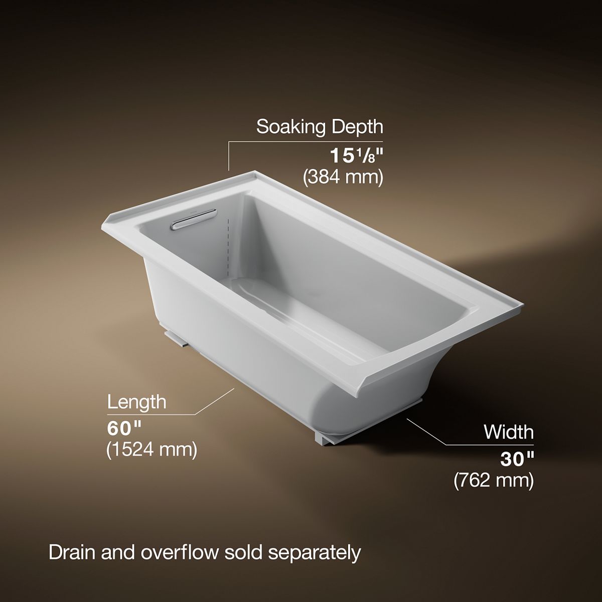 Archer® 60" x 30" alcove bath with Bask® heated surface, left drain