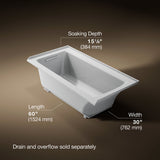Archer® 60" x 30" alcove bath with Bask® heated surface, left drain