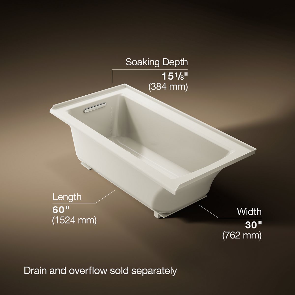 Archer® 60" x 30" alcove bath with Bask® heated surface, left drain