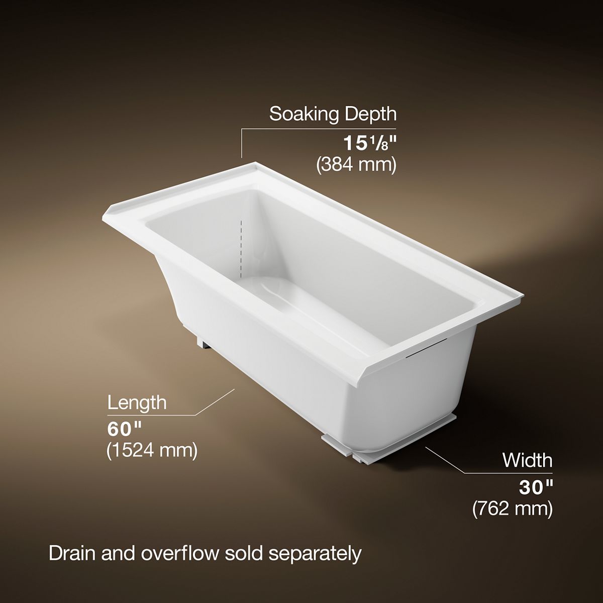 Archer® 60" x 30" alcove bath, right drain