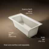 Archer® 60" x 30" alcove bath, right drain