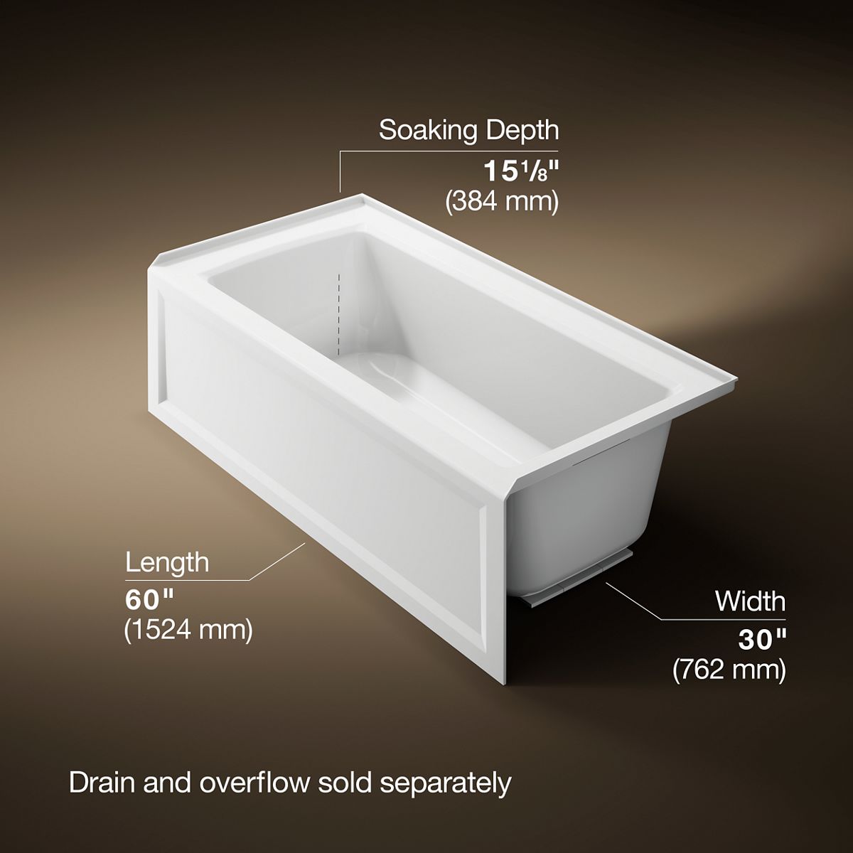 Archer® 60" x 30" alcove bath right drain