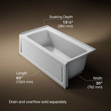 Archer® 60" x 30" alcove bath with Bask® heated surface, right drain
