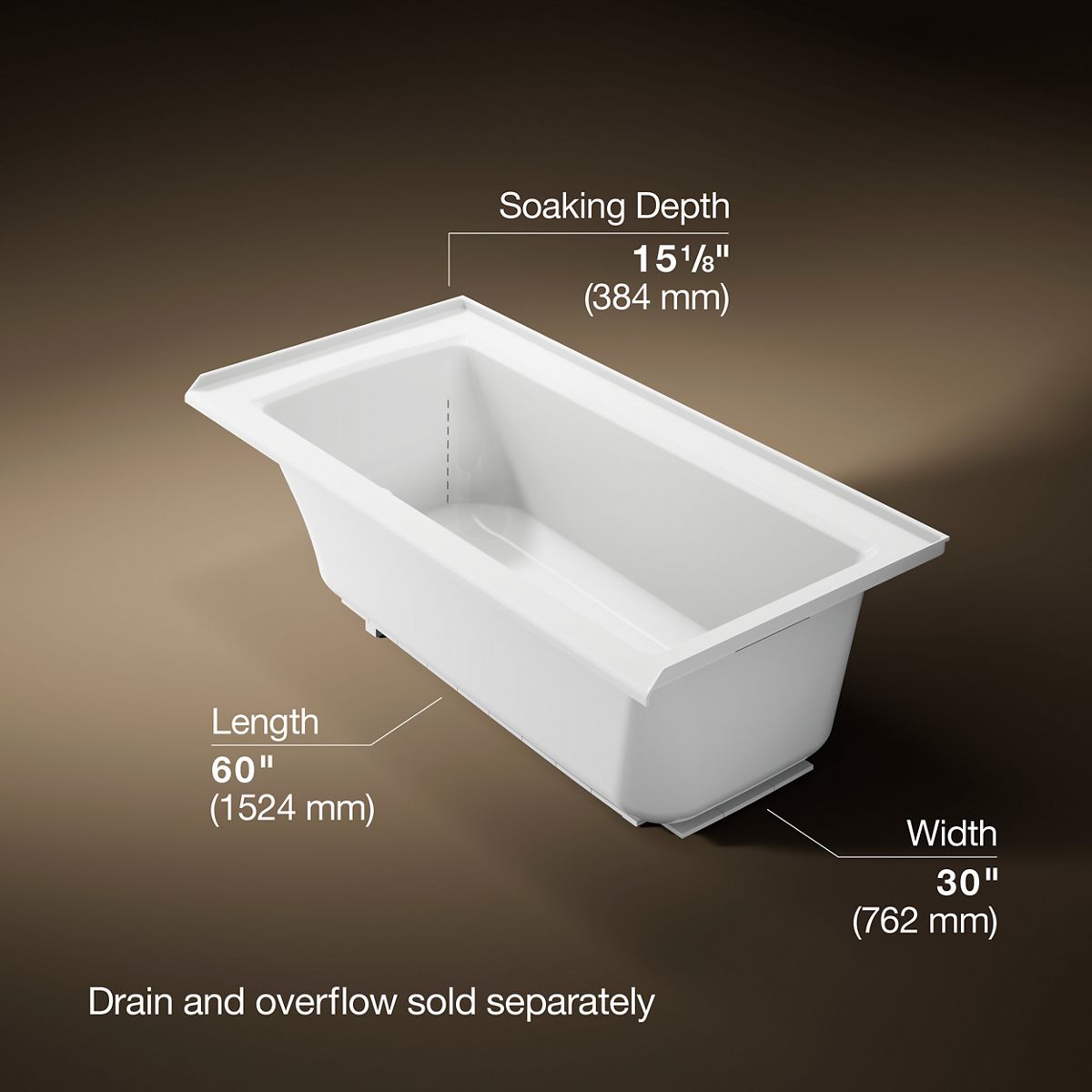 Archer® 60" x 30" alcove bath with Bask® heated surface, right drain