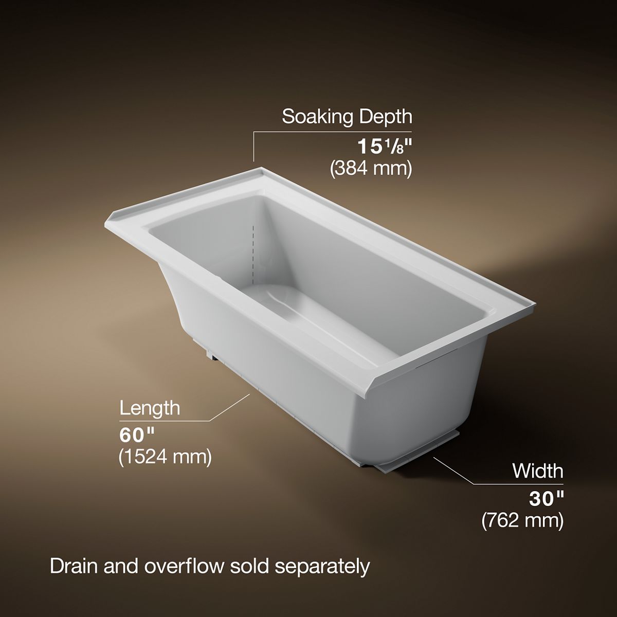 Archer® 60" x 30" alcove bath with Bask® heated surface, right drain