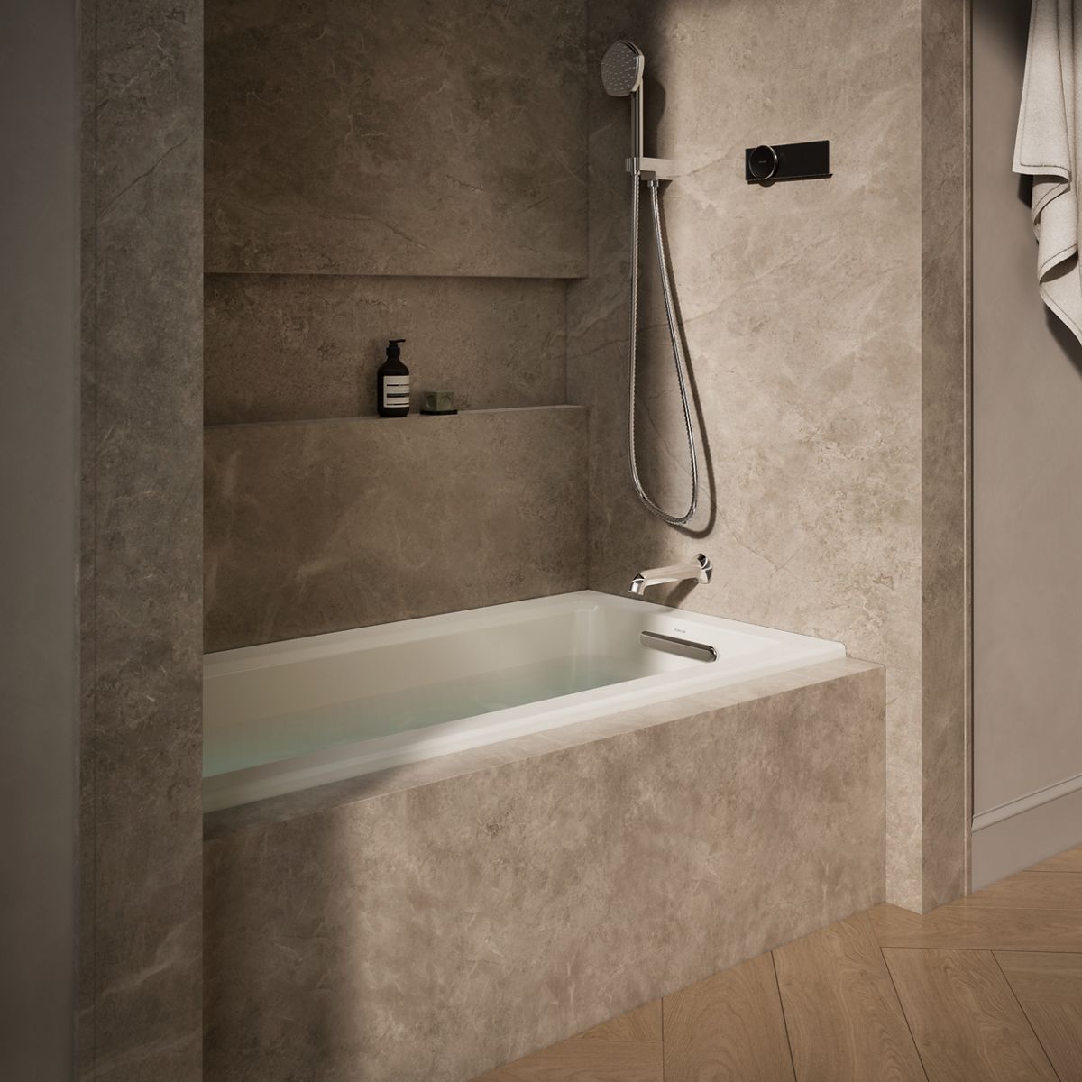 Archer® 60" x 30" alcove bath with Bask® heated surface, right drain